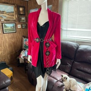 Hot Pink Velvet Blazer